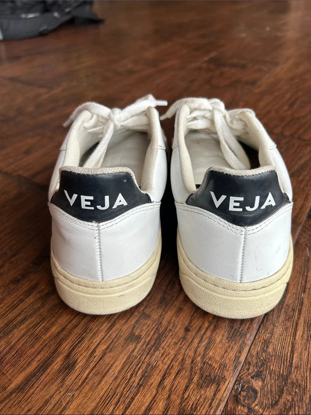 Veja White Leather Sneakers with Black V Logo